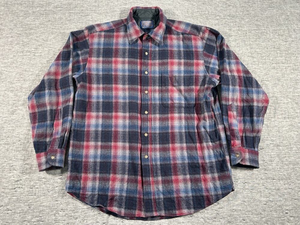 Vintage Pendleton Wool Flannel Shirt Mens Large Plaid Classic Autumn Outdoors